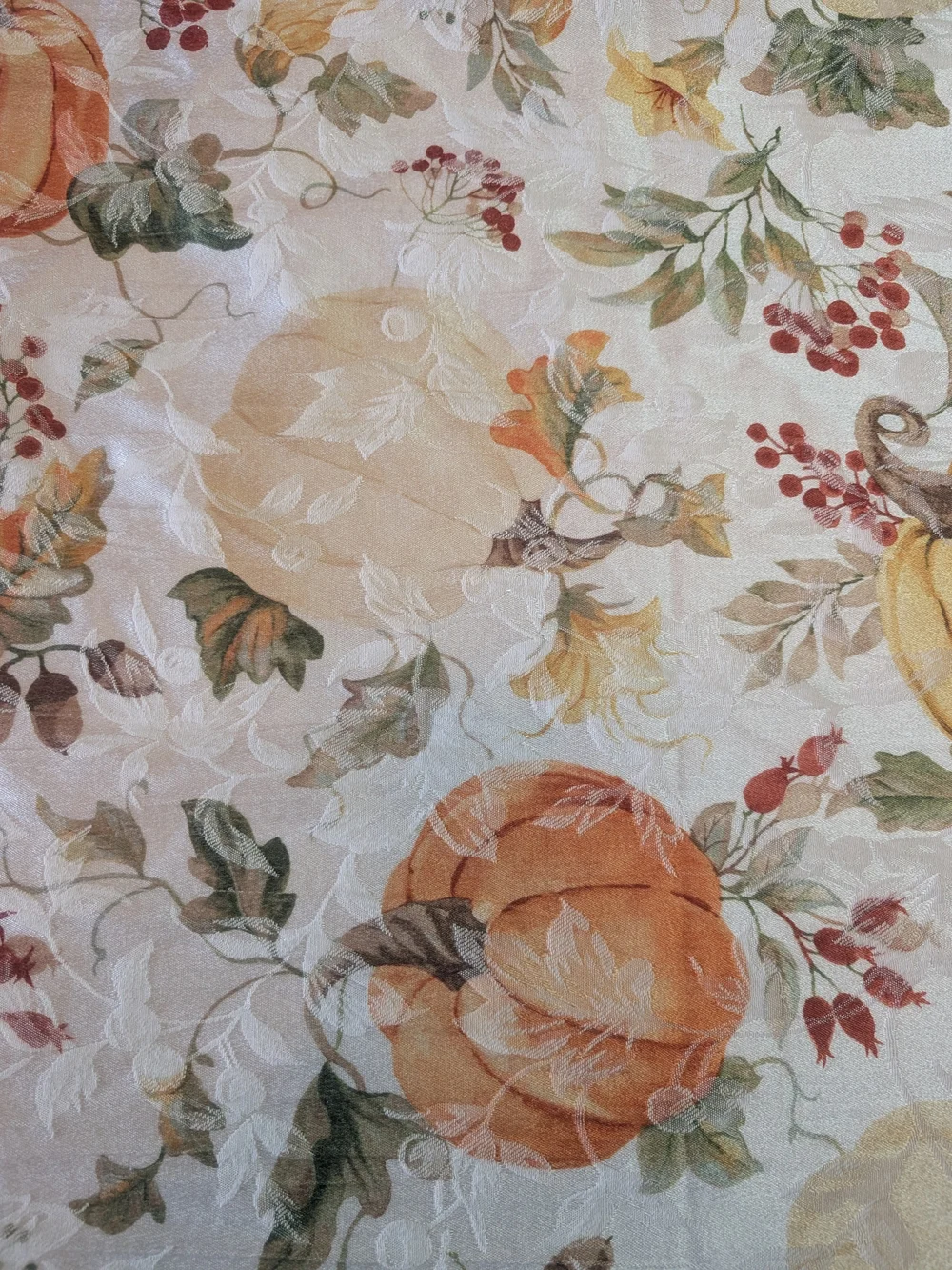 Autumn Harvest Pumpkin Print Cream/Orange Tablecloth 54x98